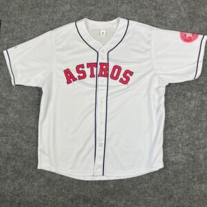 Houston‎ Astros Jersey Mens XL White Button Front MLB Baseball Team Fan Shirt
